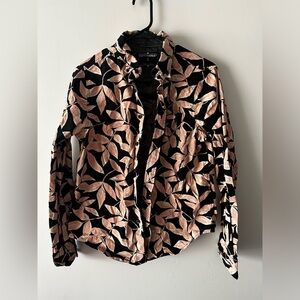 Eighth Avenue Men’s S Pink Black Tropical Flip Cuffs Button Down Casual Shirt